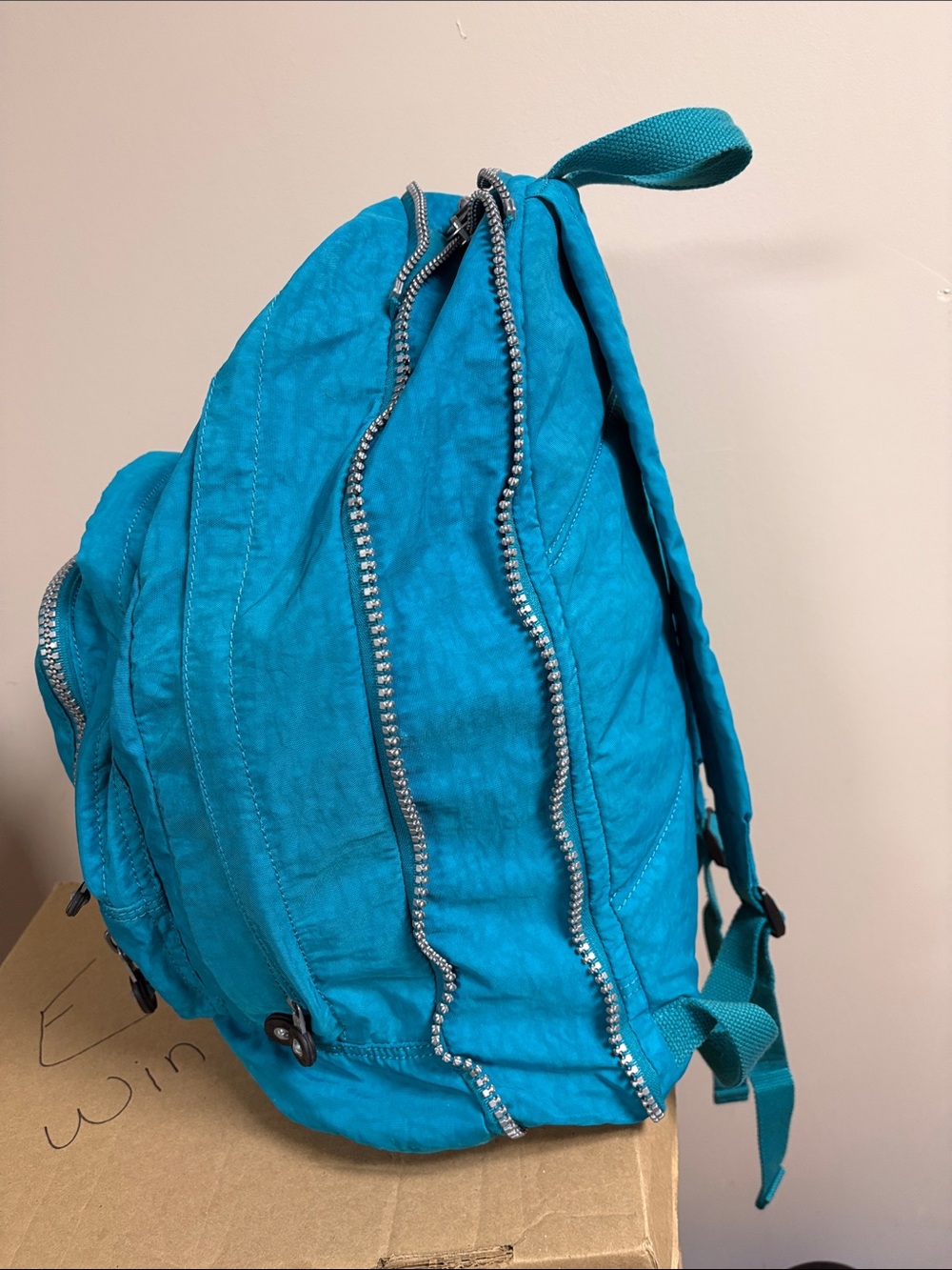 Kipling Backpack Turquoise w Charm - Picture 8 of 11
